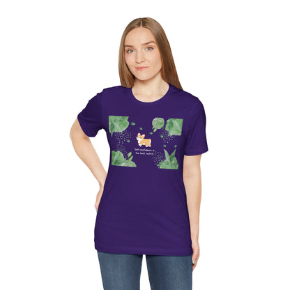 Corgi - Confidence is the Best Outfit - Super Soft Cotton Airlume Unisex T-Shirt (Horizontal Graphic)