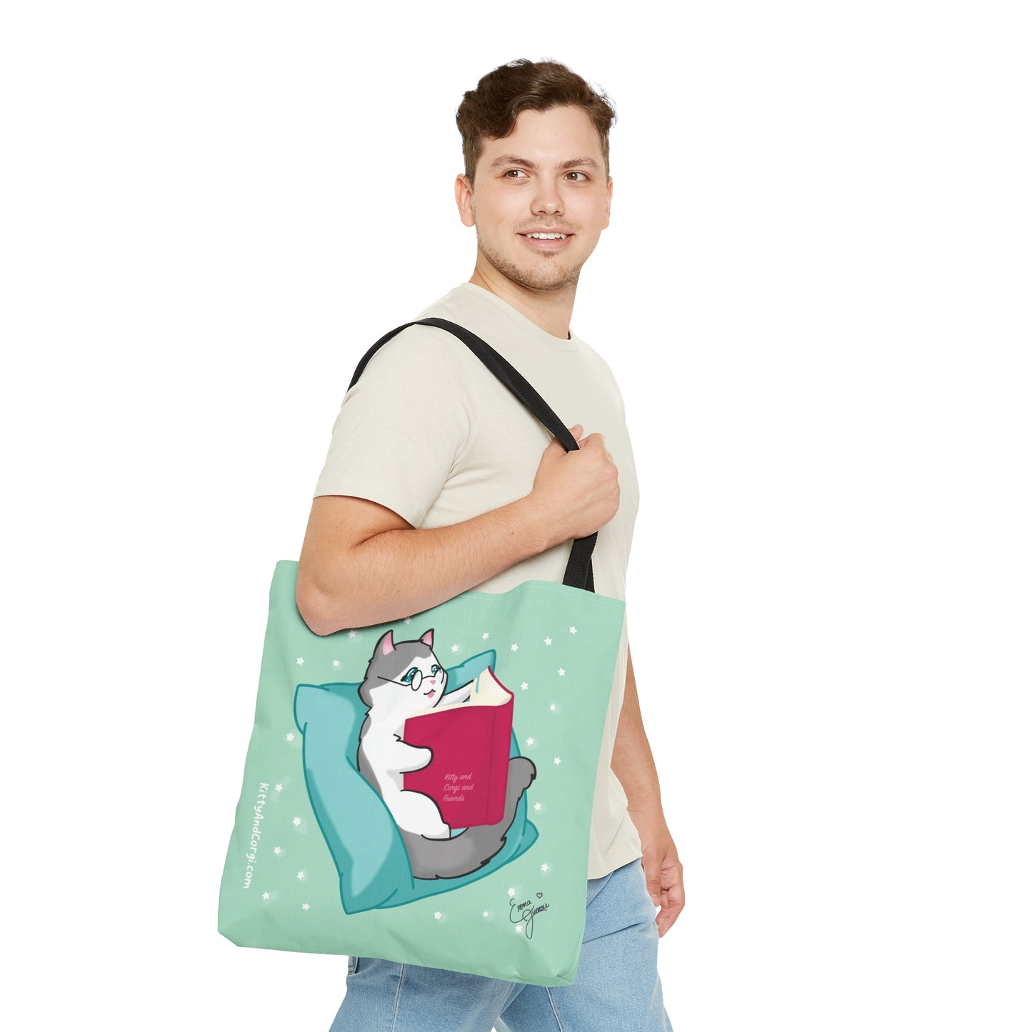 Kitty Reading a Book - single design - Tote Bag (AOP)