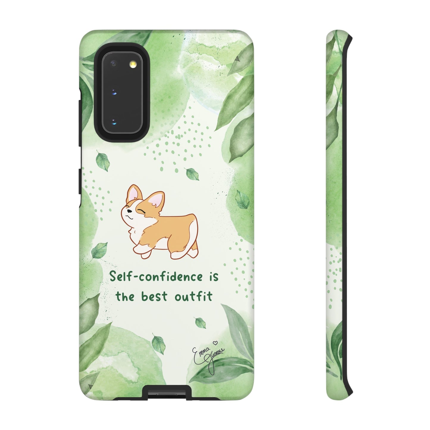 Corgi Green Tough Phone Case - Self Confidence is the Best Outfit