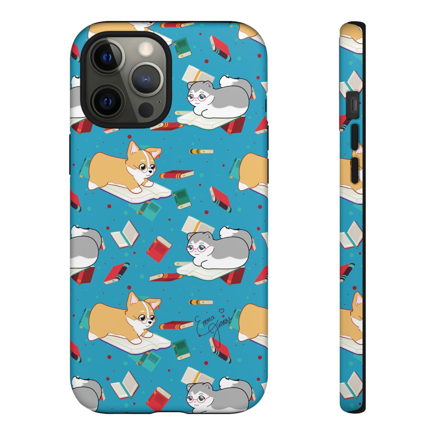 Kitty and Corgi Book Lovers - Tough Phone Case