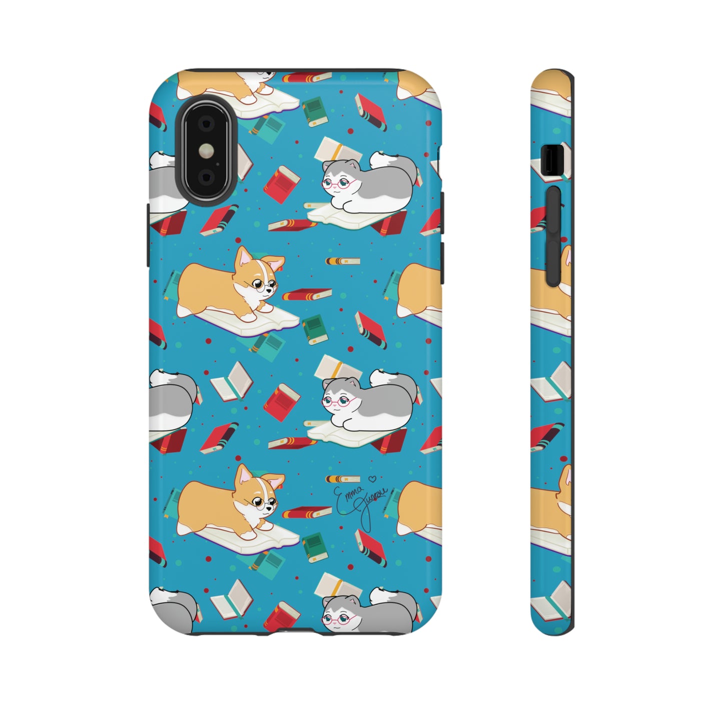 Kitty and Corgi Book Lovers - Tough Phone Case