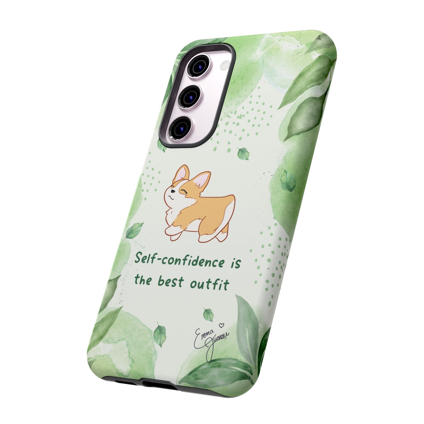 Corgi Green Tough Phone Case - Self Confidence is the Best Outfit