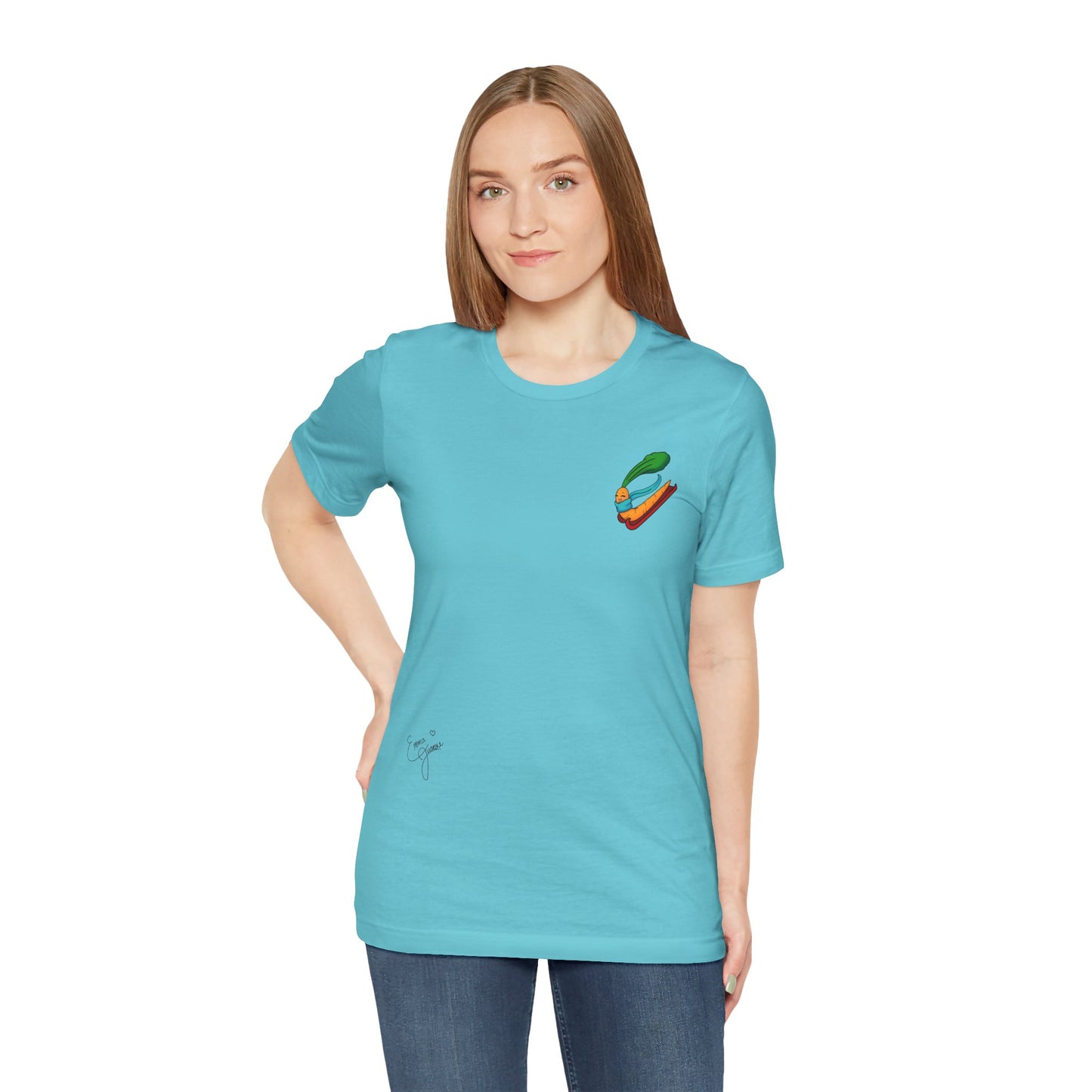 Kitty and Corgi - CarrotWorm Goes Sledding! — Super Soft Cotton Airlume Unisex T-Shirt