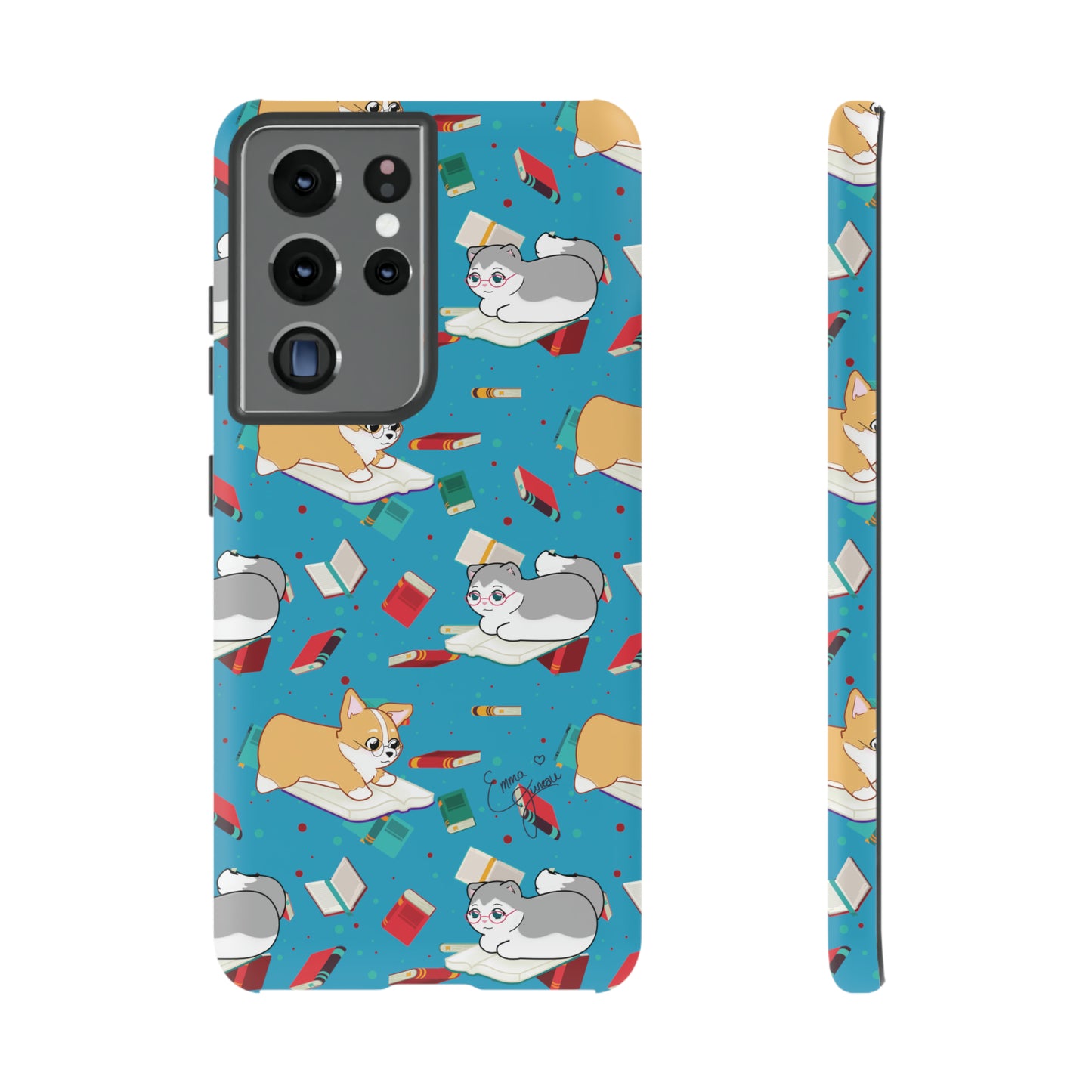 Kitty and Corgi Book Lovers - Tough Phone Case