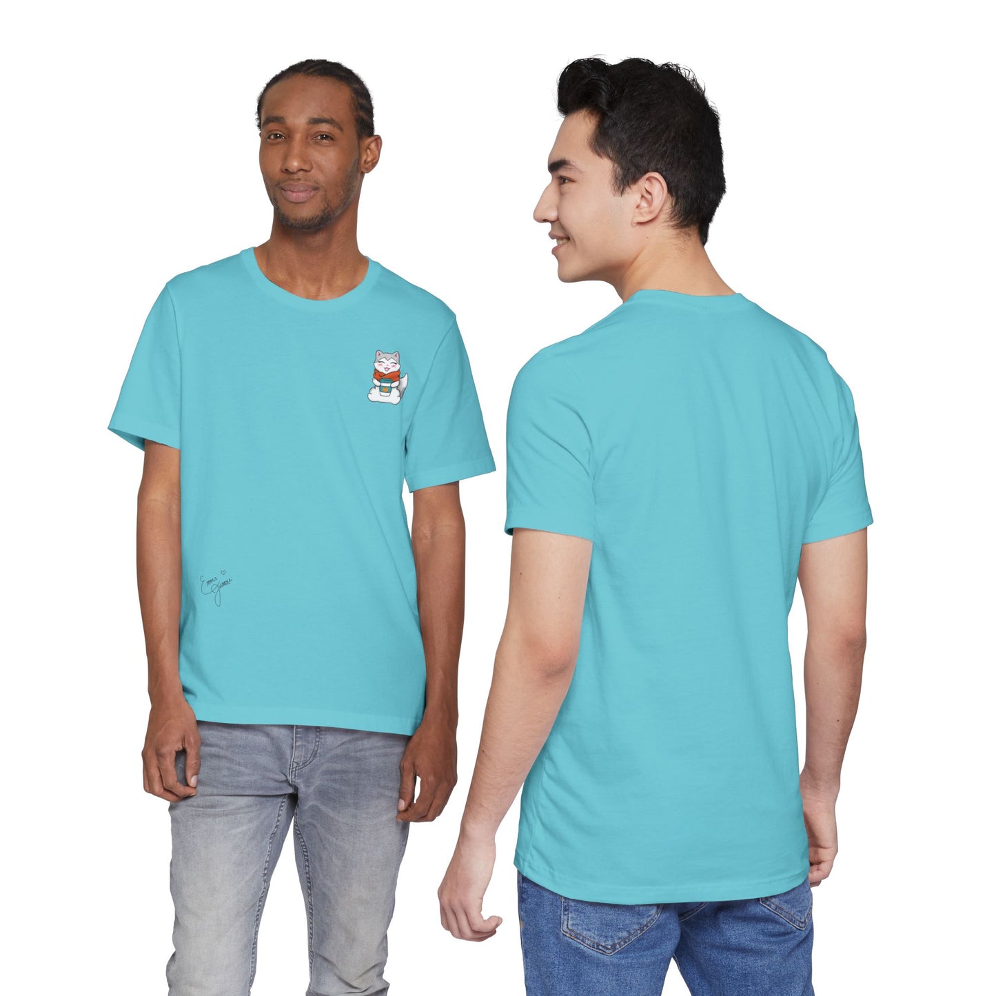 Kitty Drinking Her Pumpkin Spice Latte - Super Soft Cotton Airlume Unisex T-Shirt