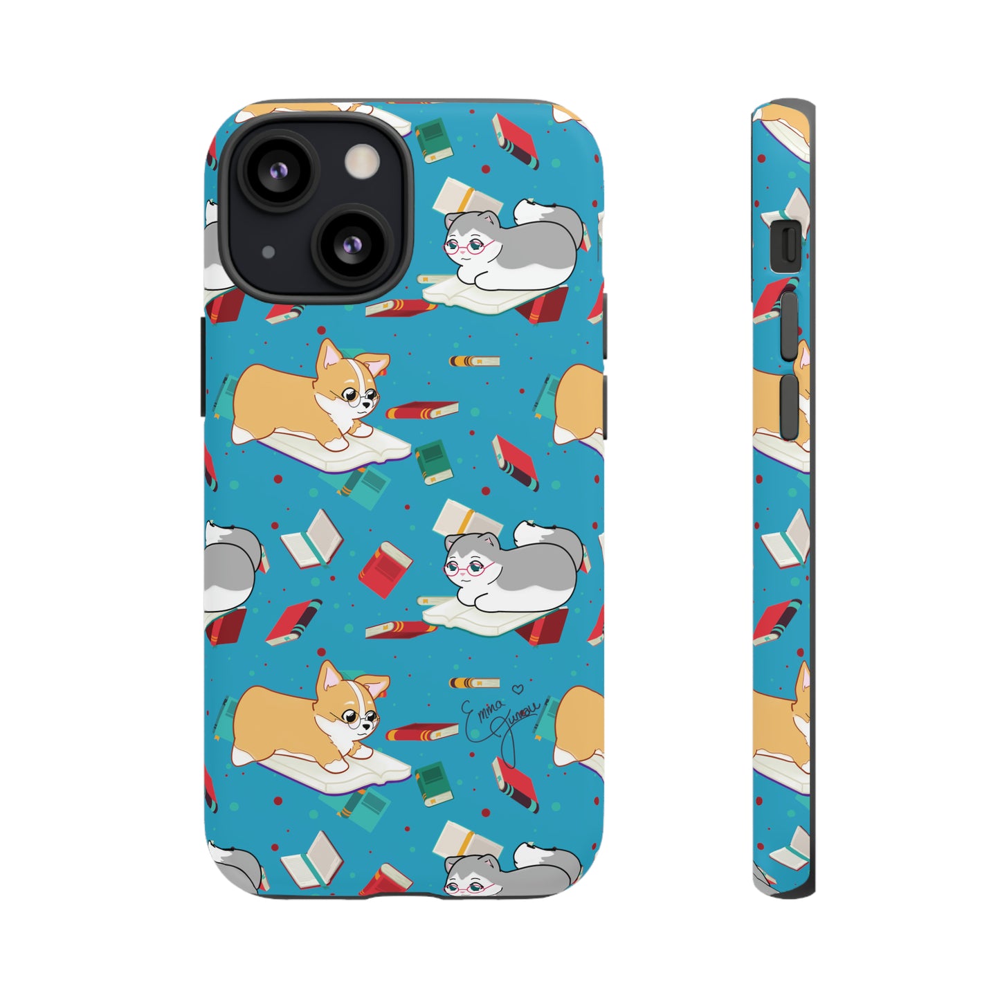 Kitty and Corgi Book Lovers - Tough Phone Case