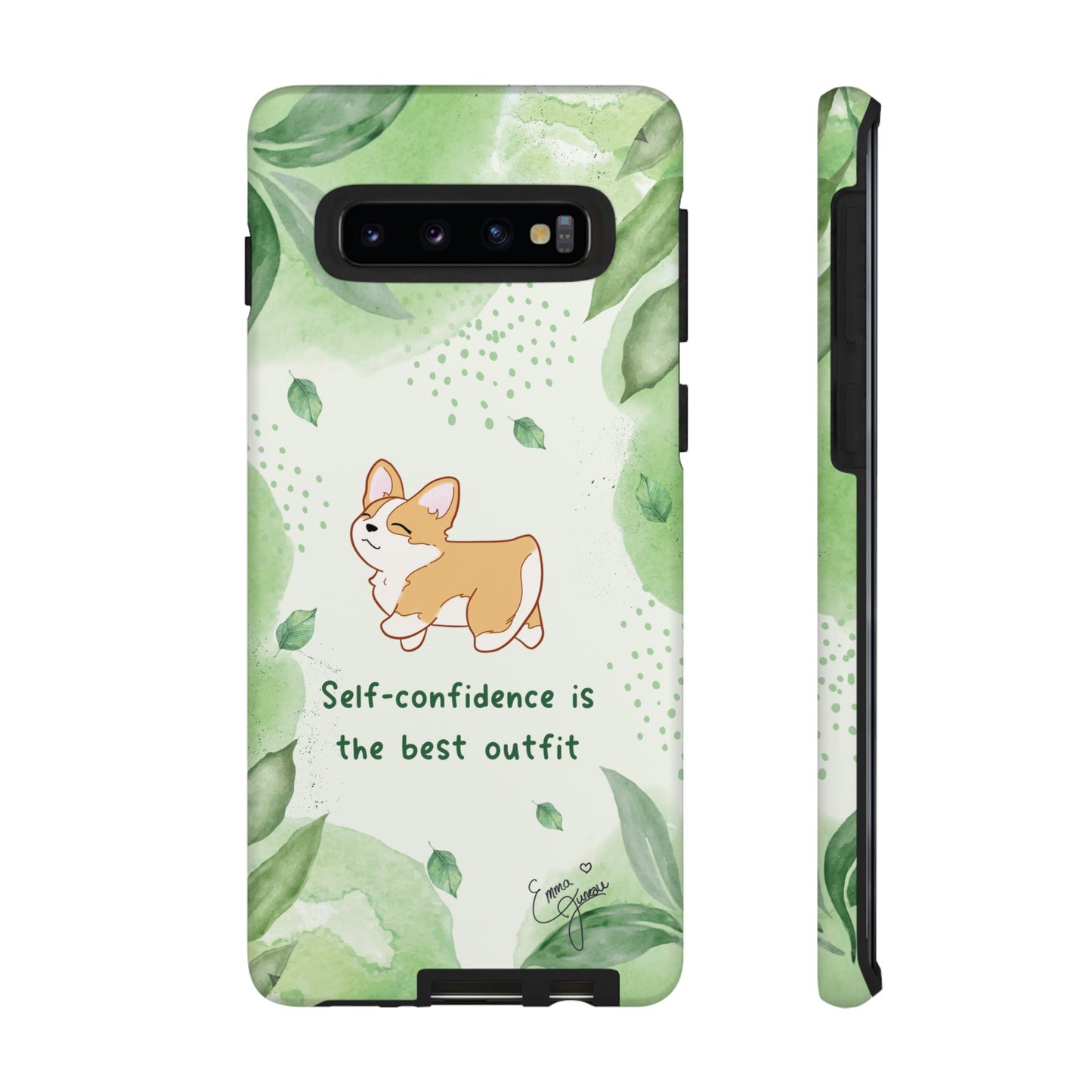 Corgi Green Tough Phone Case - Self Confidence is the Best Outfit