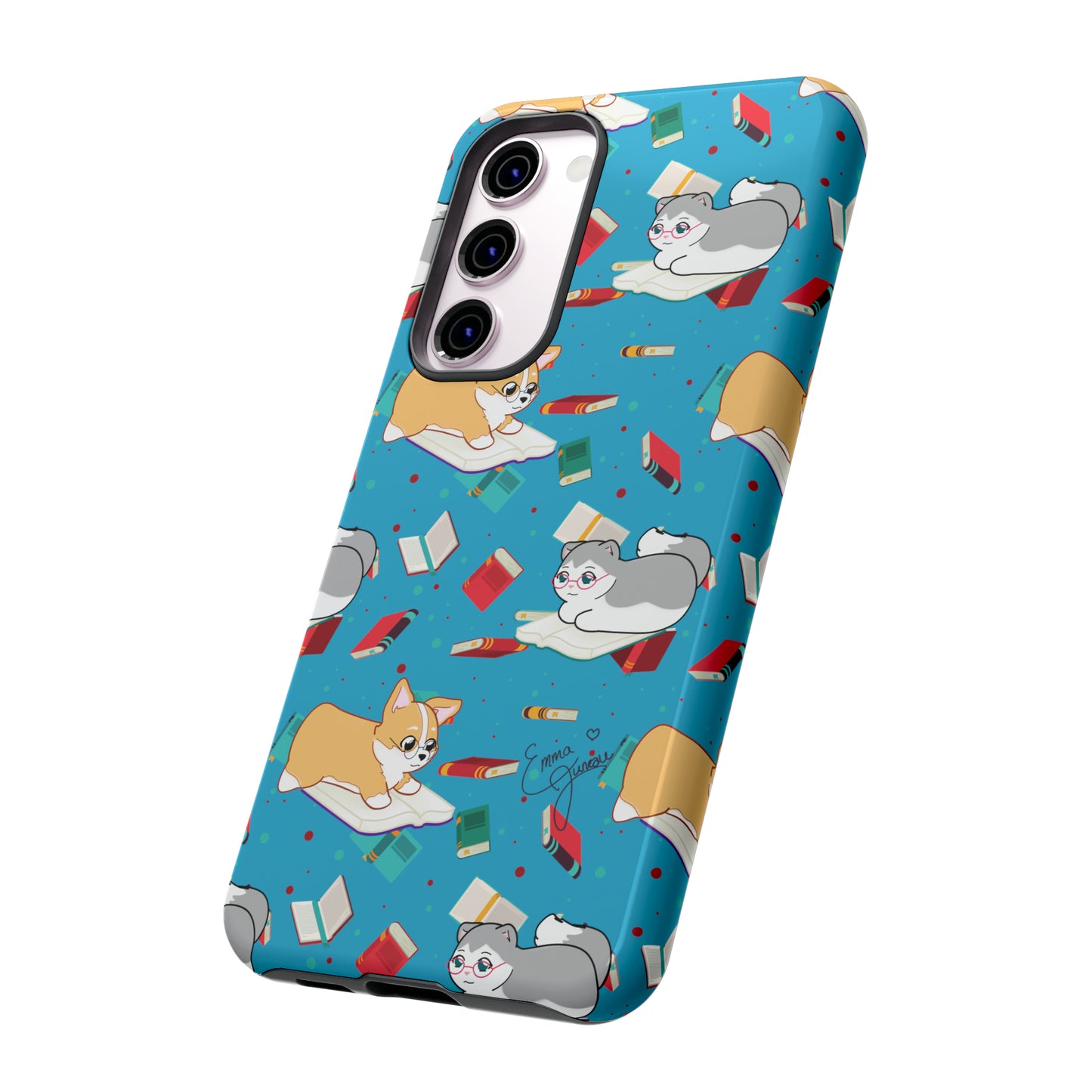 Kitty and Corgi Book Lovers - Tough Phone Case