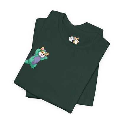 Kitty and Corgi — Corgi-zilla Dino Stomps — Super Soft Cotton Airlume Unisex T-Shirt