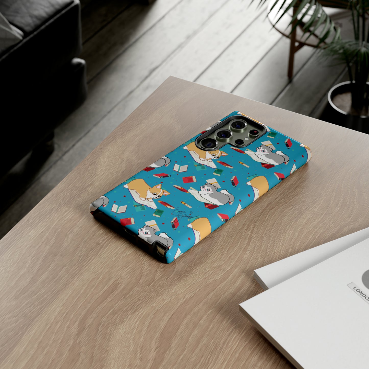 Kitty and Corgi Book Lovers - Tough Phone Case