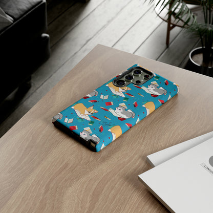 Kitty and Corgi Book Lovers - Tough Phone Case