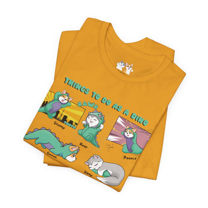 Kitty and Corgi - Things To Do As A Dino - Super Soft Cotton Airlume Unisex T-Shirt (Horizontal Graphic)
