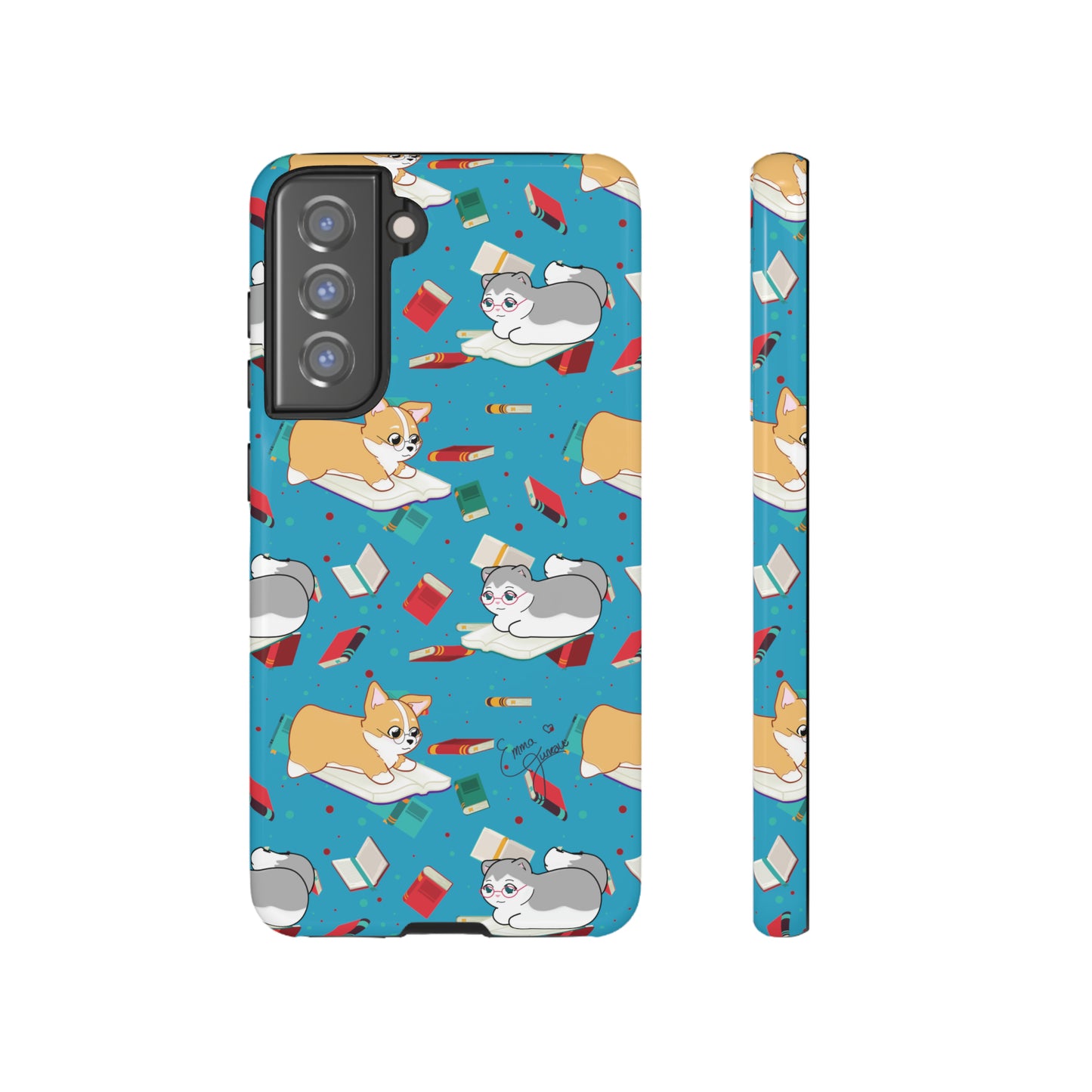 Kitty and Corgi Book Lovers - Tough Phone Case