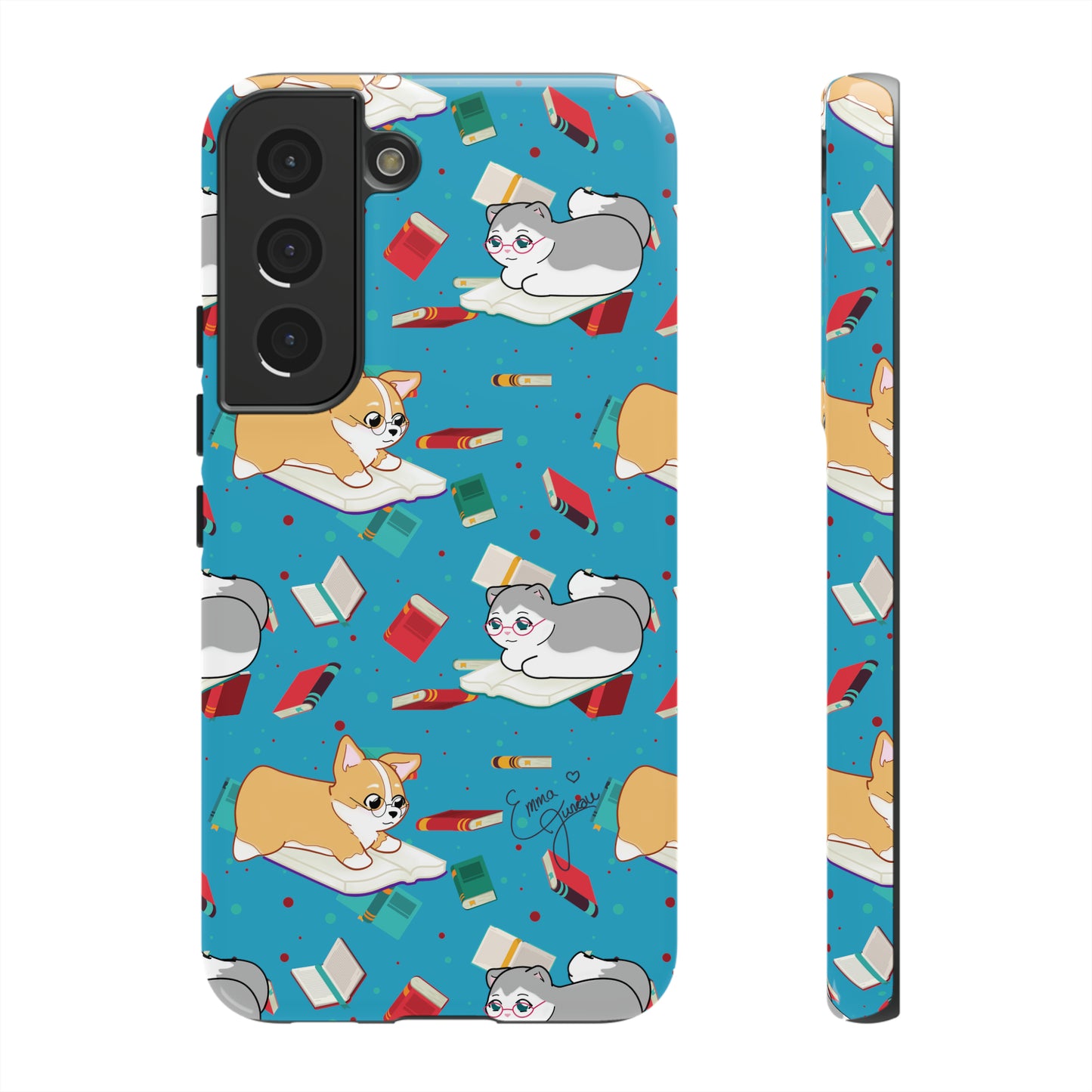 Kitty and Corgi Book Lovers - Tough Phone Case