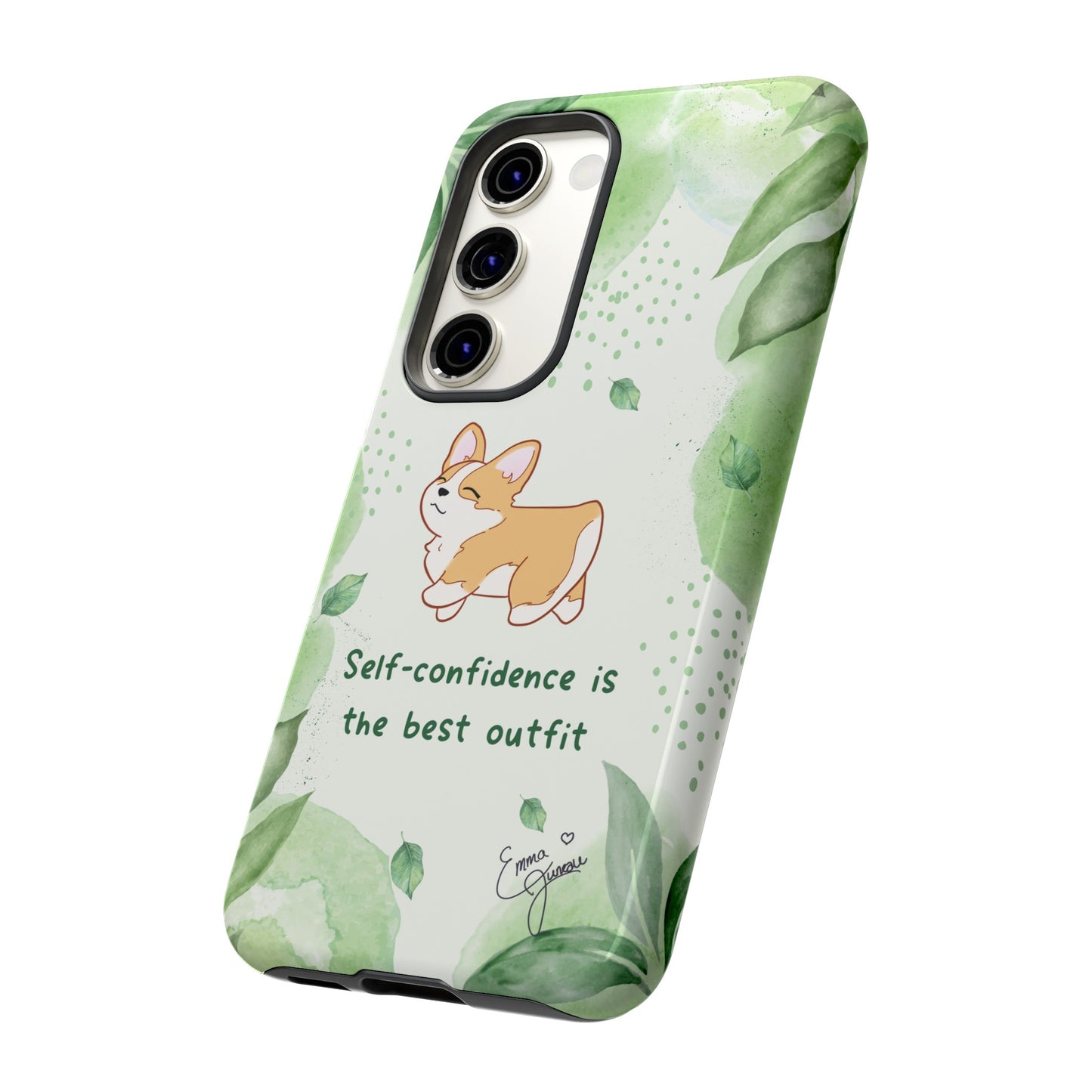Corgi Green Tough Phone Case - Self Confidence is the Best Outfit