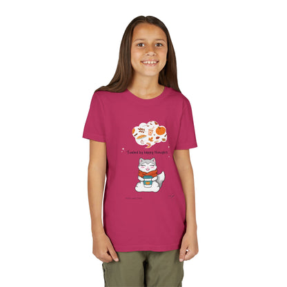 Youth Tee — Kitty loves Autumn - Fueled by Happy Thoughts - Unisex Youth/ Children's Graphic Tee