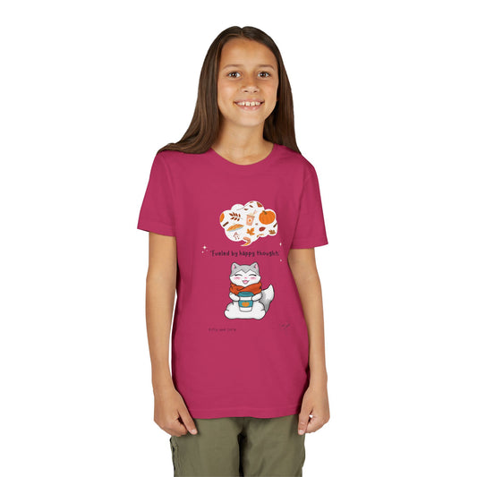 Youth Tee — Kitty loves Autumn - Fueled by Happy Thoughts - Unisex Youth/ Children's Graphic Tee