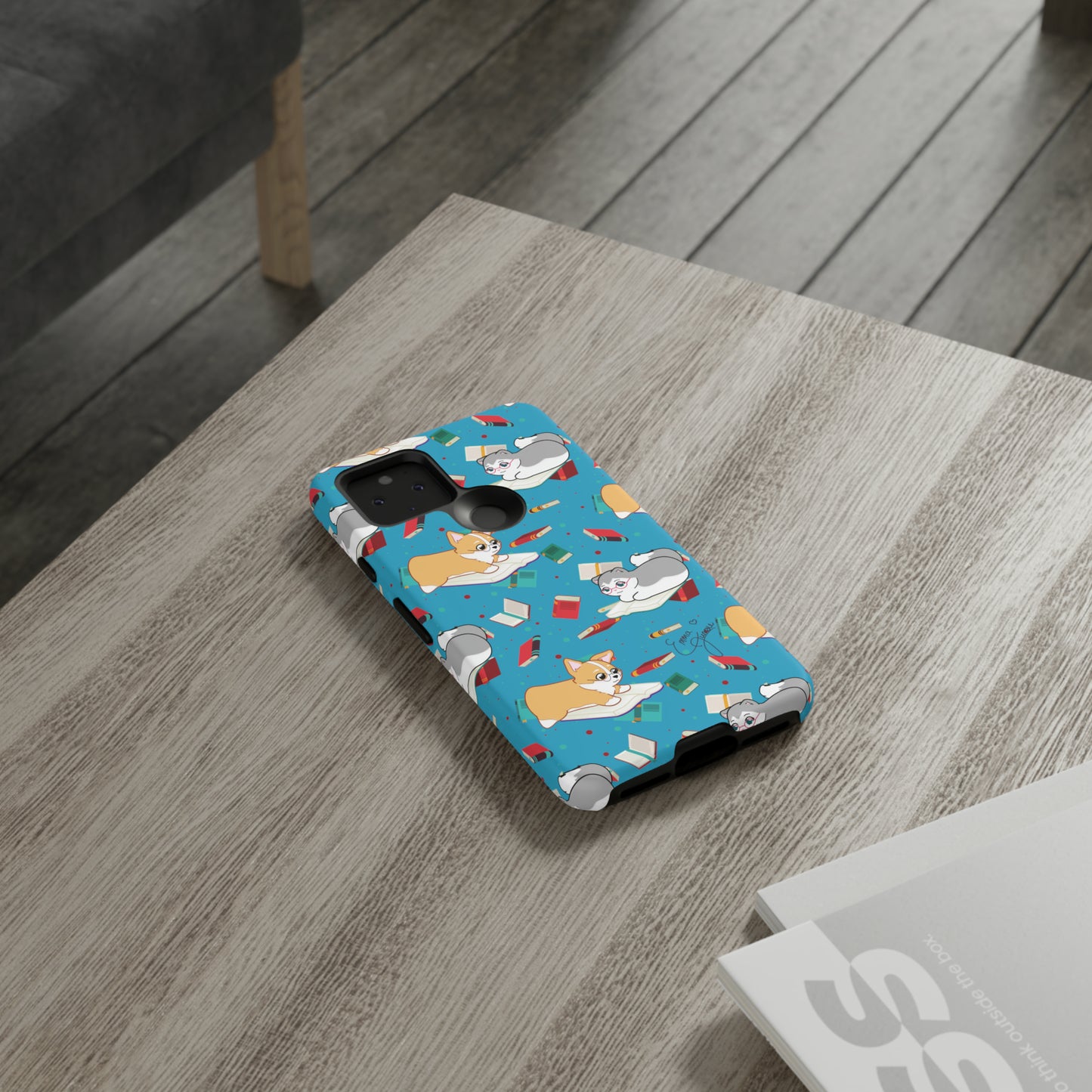 Kitty and Corgi Book Lovers - Tough Phone Case