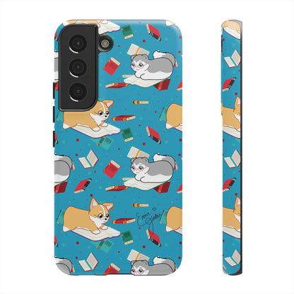 Kitty and Corgi Book Lovers - Tough Phone Case
