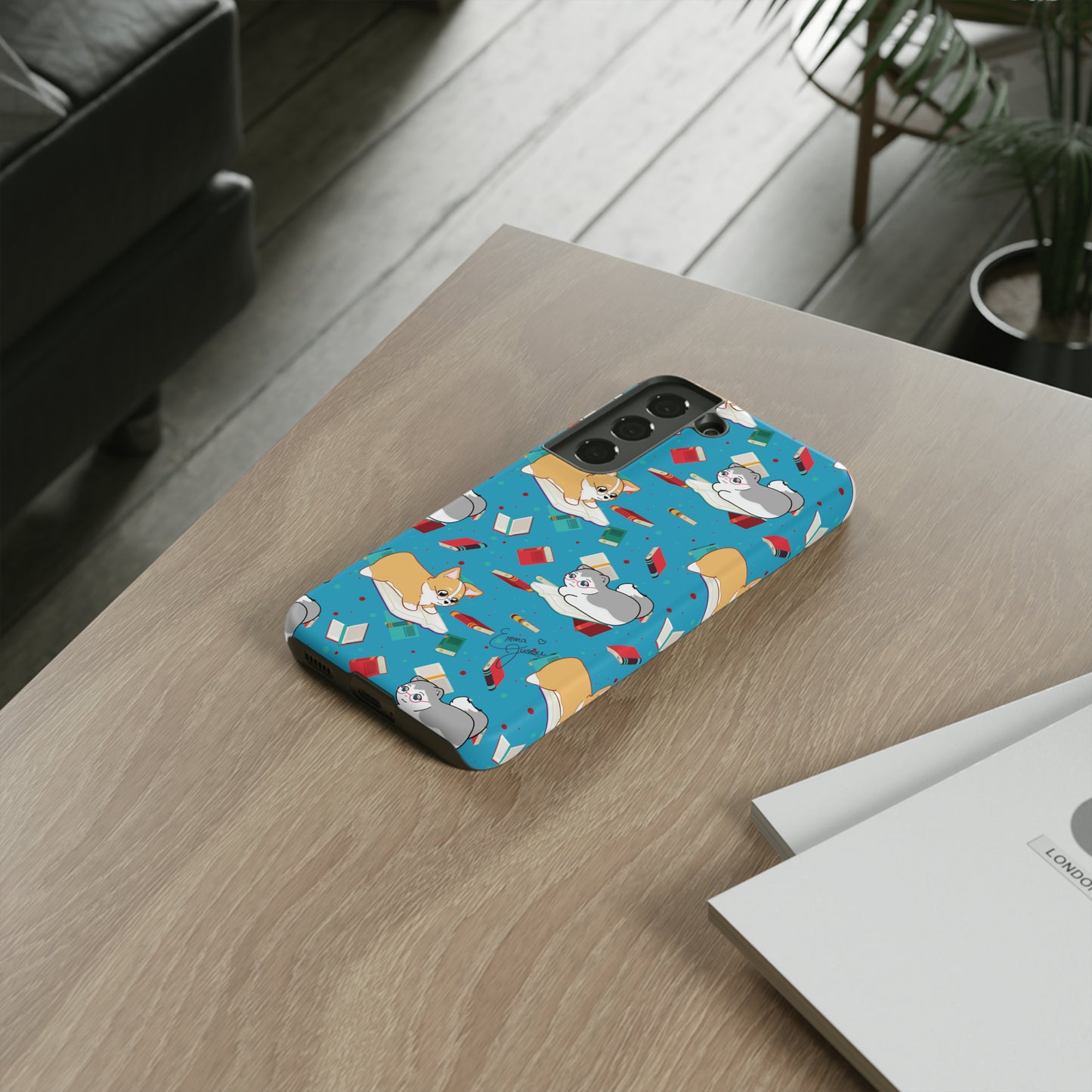 Kitty and Corgi Book Lovers - Tough Phone Case