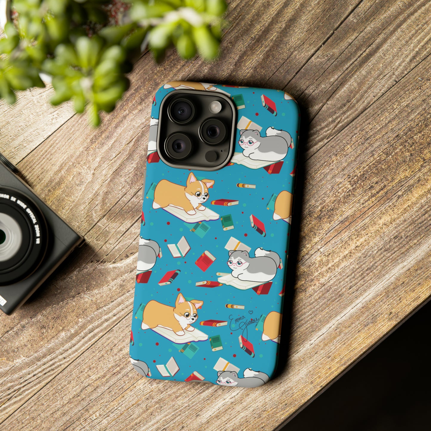 Kitty and Corgi Book Lovers - Tough Phone Case