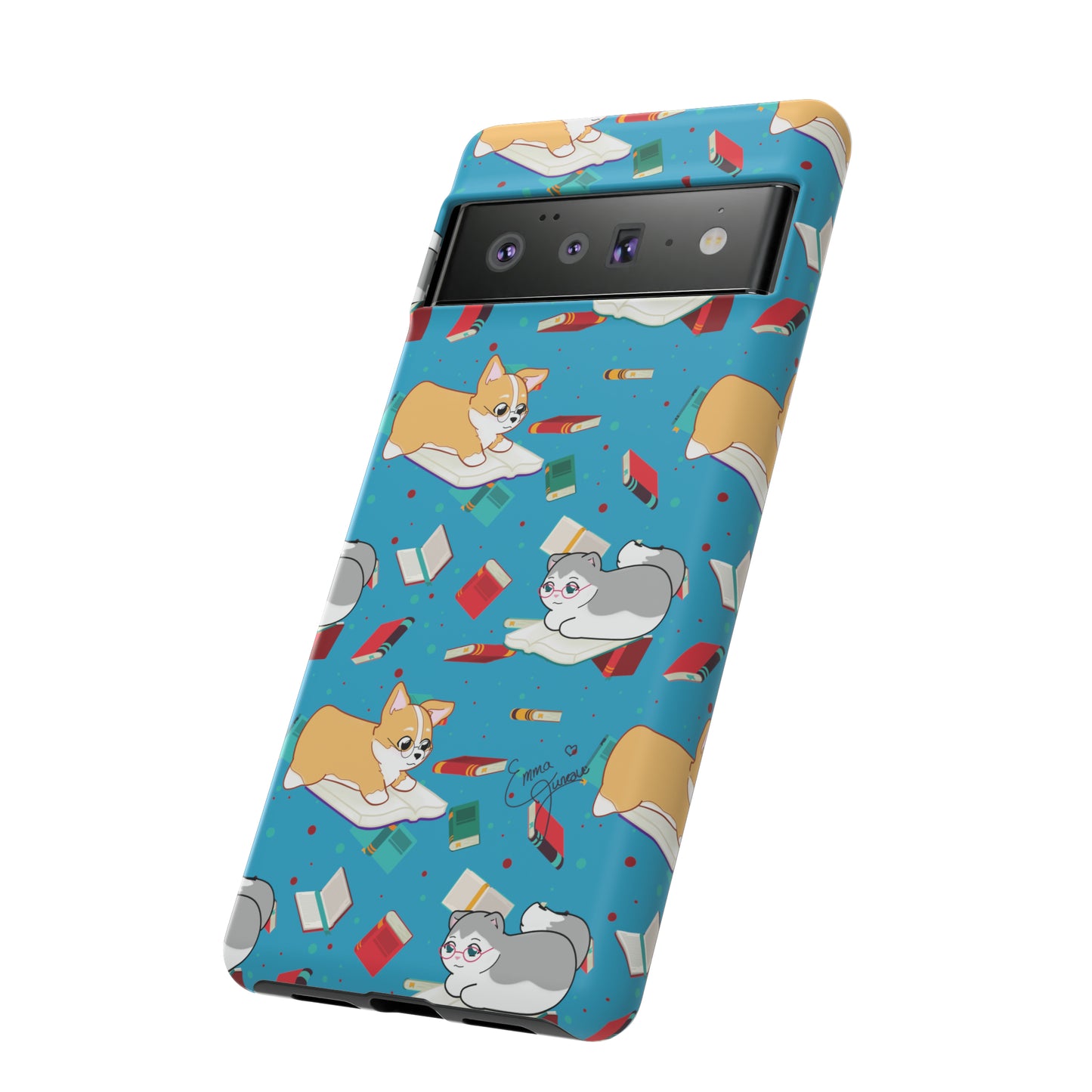 Kitty and Corgi Book Lovers - Tough Phone Case