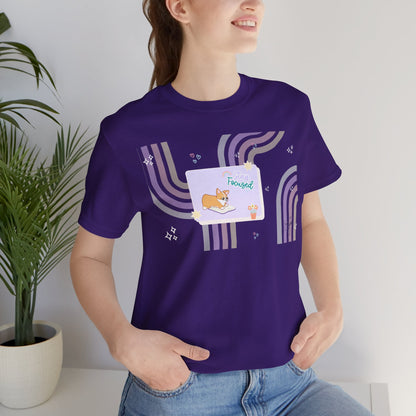 Corgi - Groovy Series - Stay Focused - Super Soft Cotton Airlume Unisex T-Shirt (Horizontal Graphic)