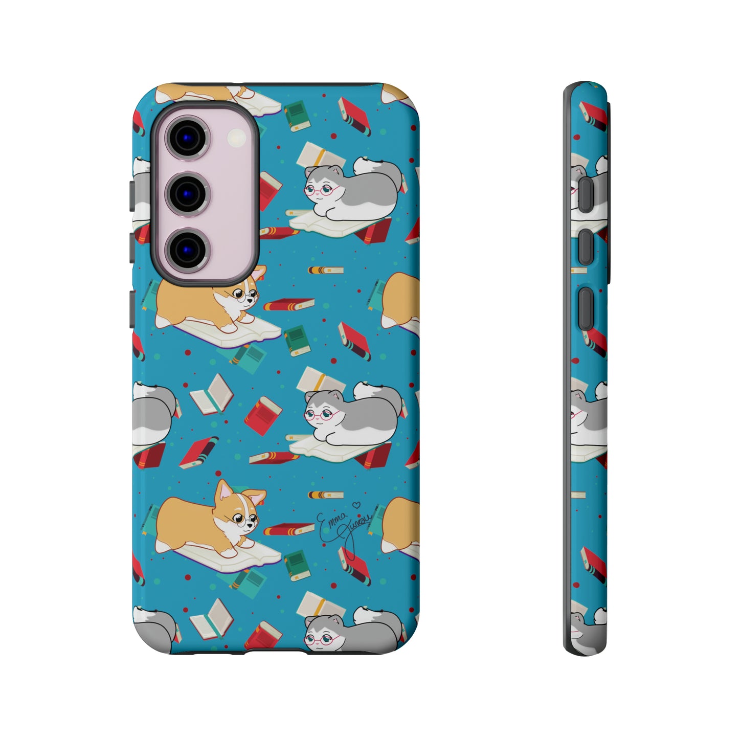 Kitty and Corgi Book Lovers - Tough Phone Case
