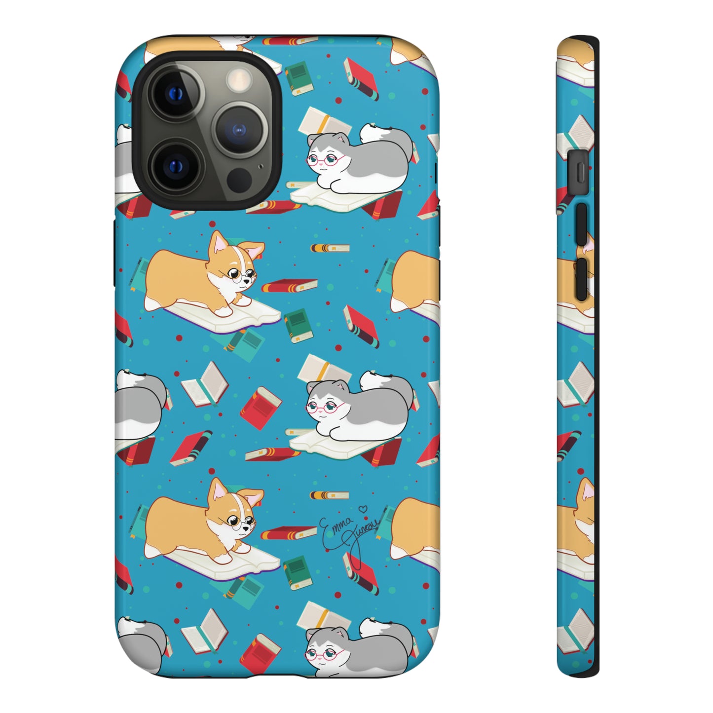Kitty and Corgi Book Lovers - Tough Phone Case