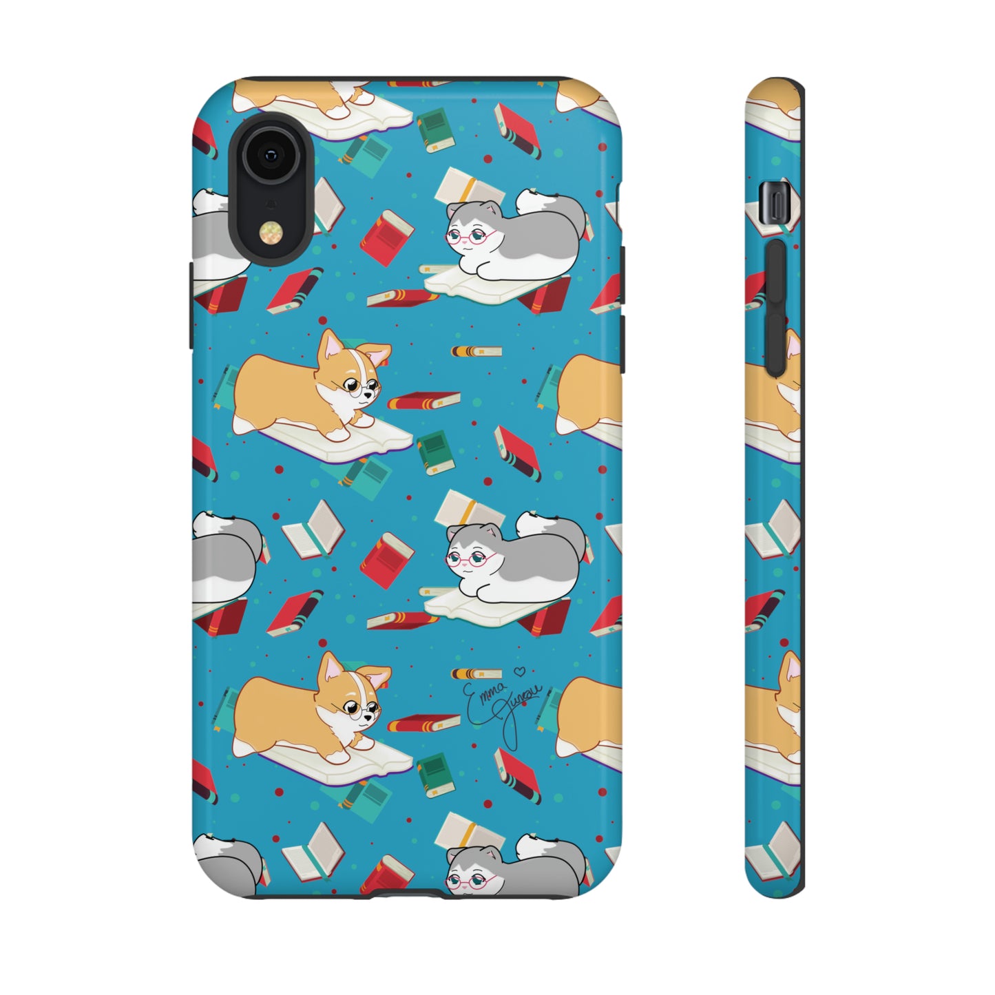 Kitty and Corgi Book Lovers - Tough Phone Case