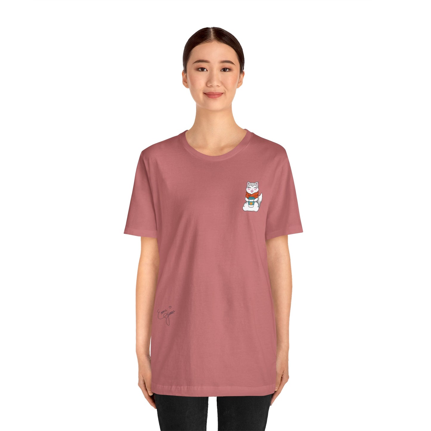 Kitty Drinking Her Pumpkin Spice Latte - Super Soft Cotton Airlume Unisex T-Shirt
