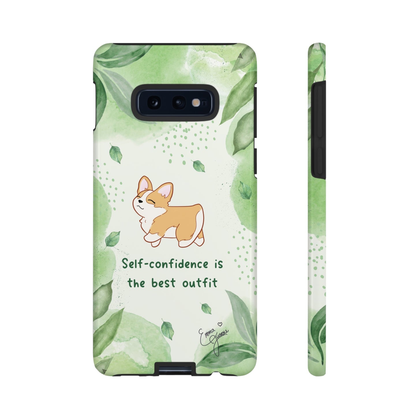 Corgi Green Tough Phone Case - Self Confidence is the Best Outfit