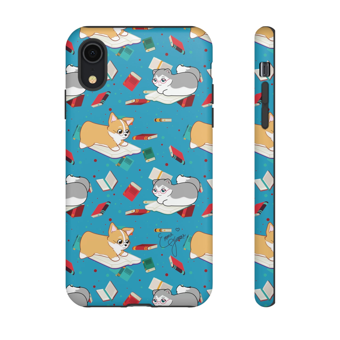 Kitty and Corgi Book Lovers - Tough Phone Case