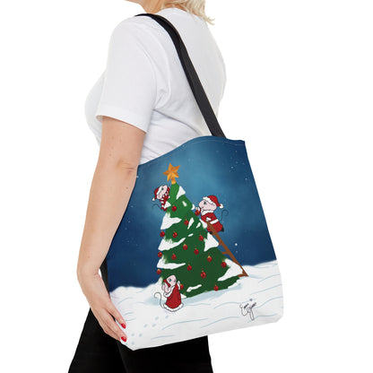 Christmas Mousies Decorating the Christmas Tree Tote Bag