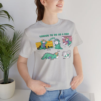 Kitty and Corgi - Things To Do As A Dino - Super Soft Cotton Airlume Unisex T-Shirt (Horizontal Graphic)