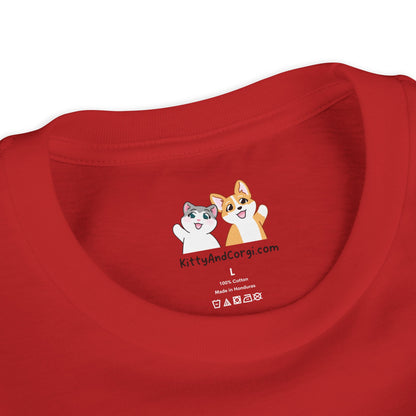 Youth Tee —  Kitty and Corgi Cuddles and Books - Unisex Youth/ Children's Graphic Tee