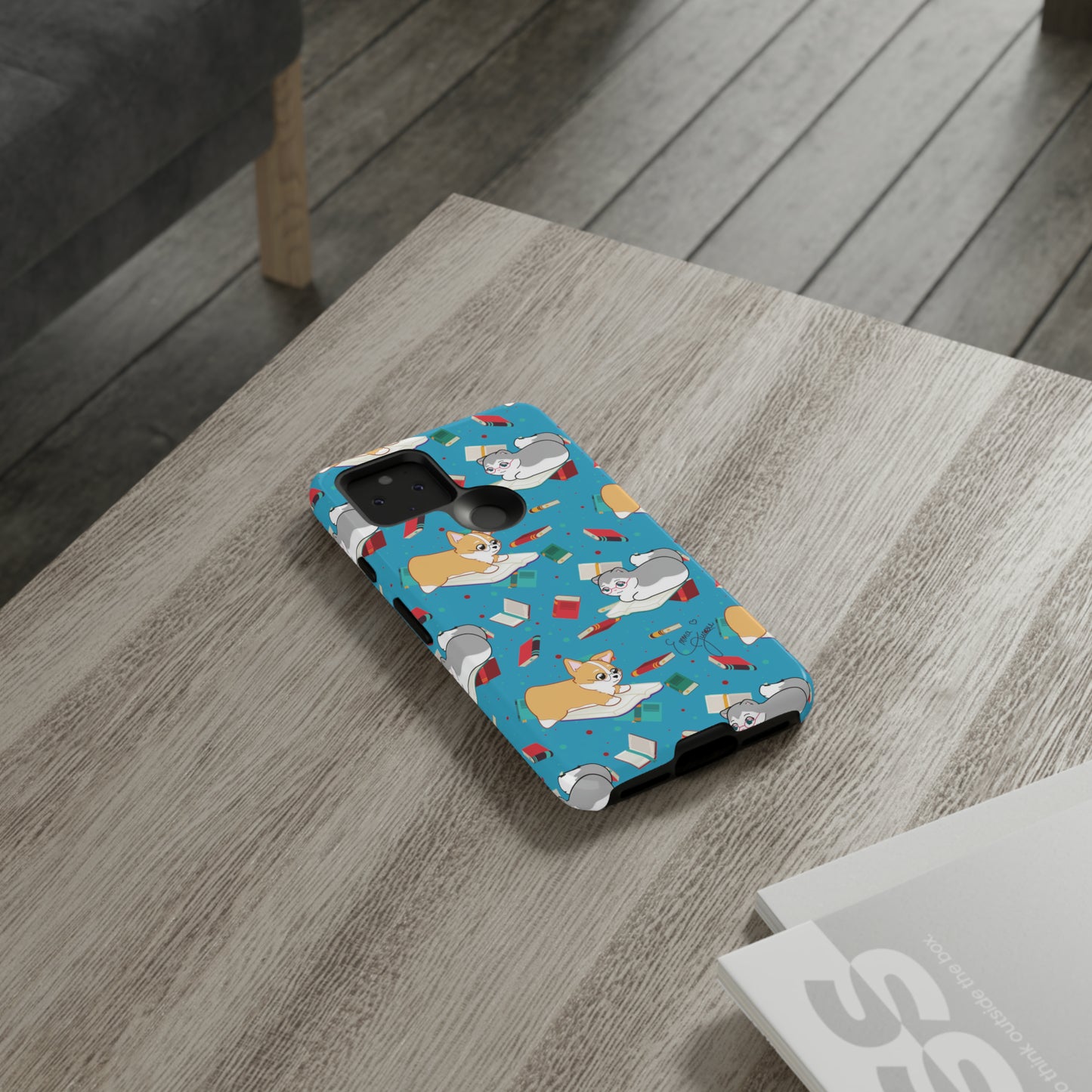 Kitty and Corgi Book Lovers - Tough Phone Case