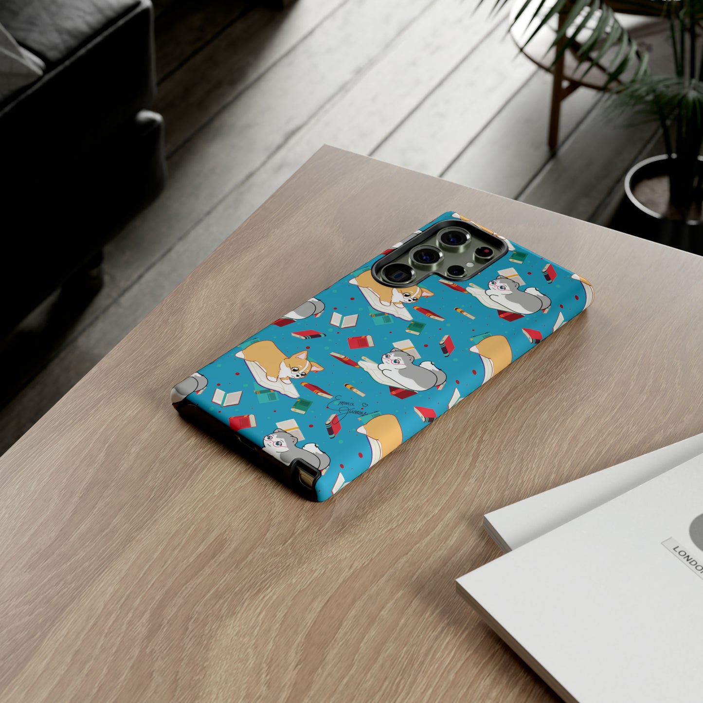 Kitty and Corgi Book Lovers - Tough Phone Case