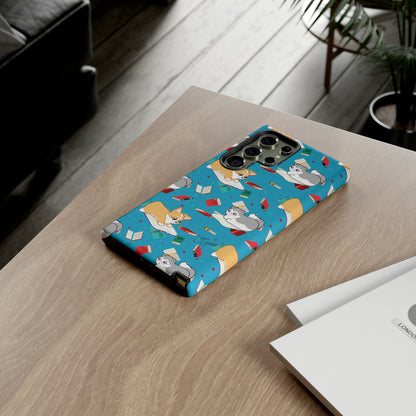 Kitty and Corgi Book Lovers - Tough Phone Case