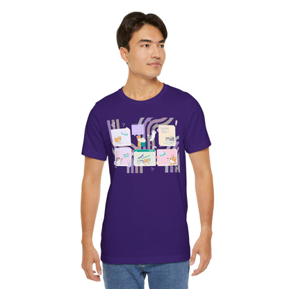 Kitty and Corgi - Groovy Encouragement Compilation - Super Soft Cotton Airlume Unisex T-Shirt (Horizontal Graphic)