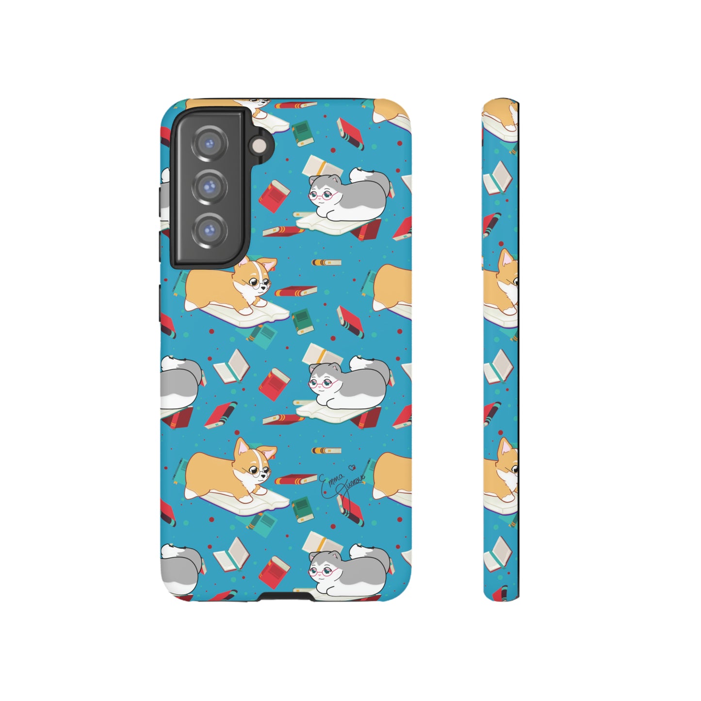 Kitty and Corgi Book Lovers - Tough Phone Case