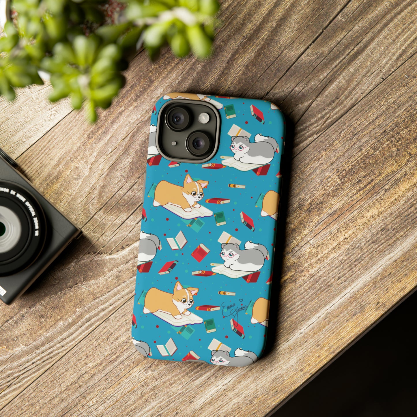 Kitty and Corgi Book Lovers - Tough Phone Case