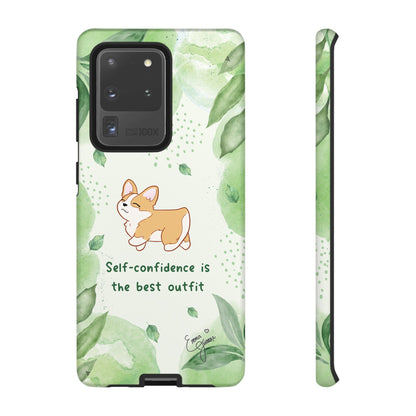 Corgi Green Tough Phone Case - Self Confidence is the Best Outfit