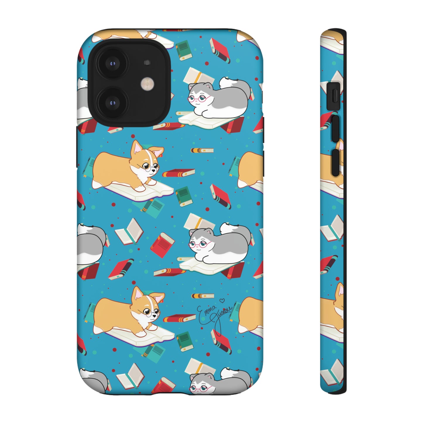 Kitty and Corgi Book Lovers - Tough Phone Case