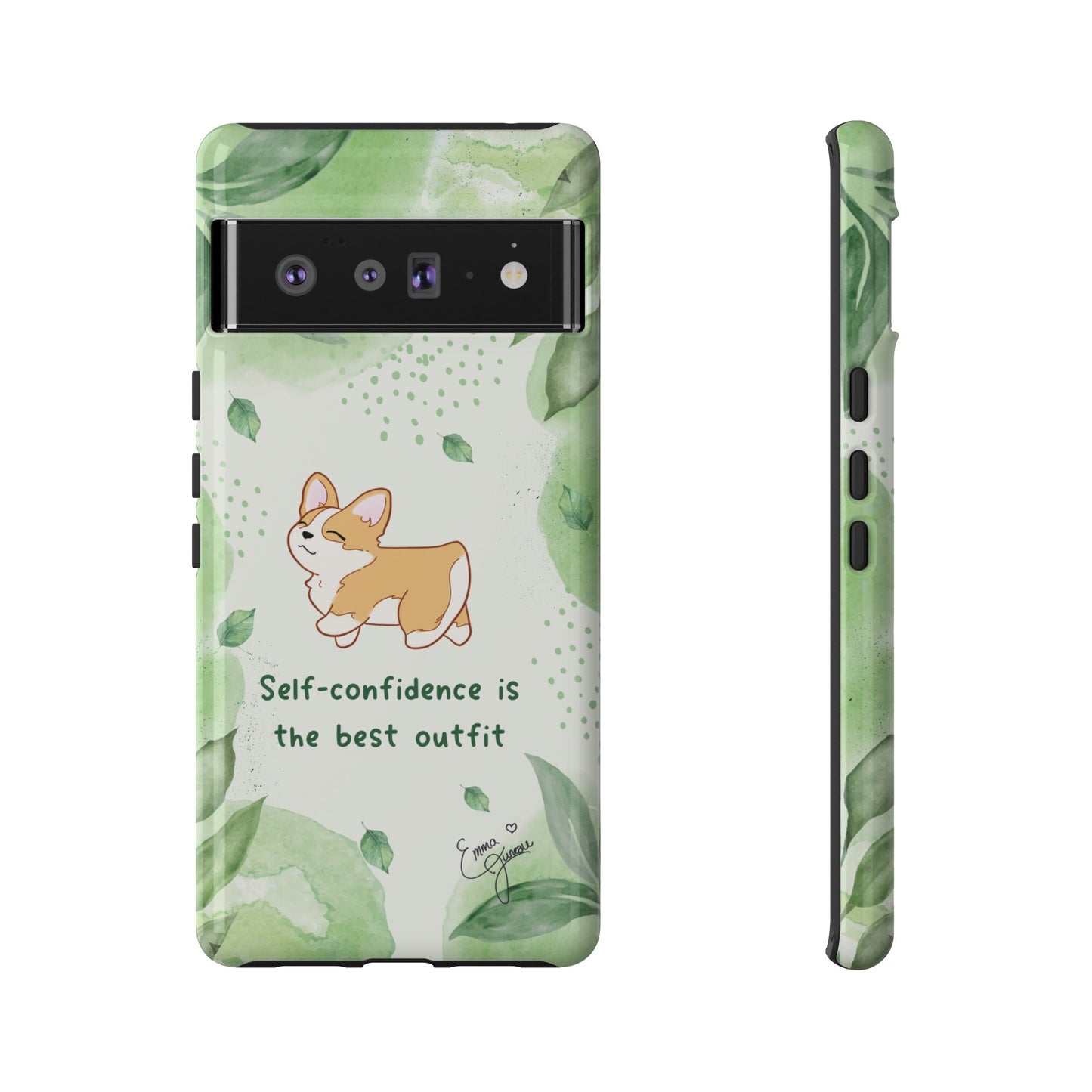 Corgi Green Tough Phone Case - Self Confidence is the Best Outfit