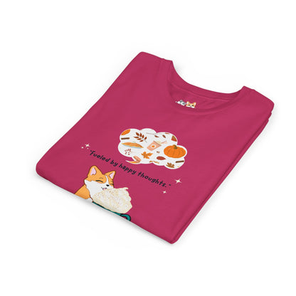 Youth Tee — Corgi loves Autumn - Fueled by Happy Thoughts - Unisex Youth/ Children's Graphic Tee