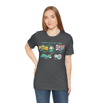 Kitty and Corgi - Things To Do As A Dino - Super Soft Cotton Airlume Unisex T-Shirt (Horizontal Graphic)