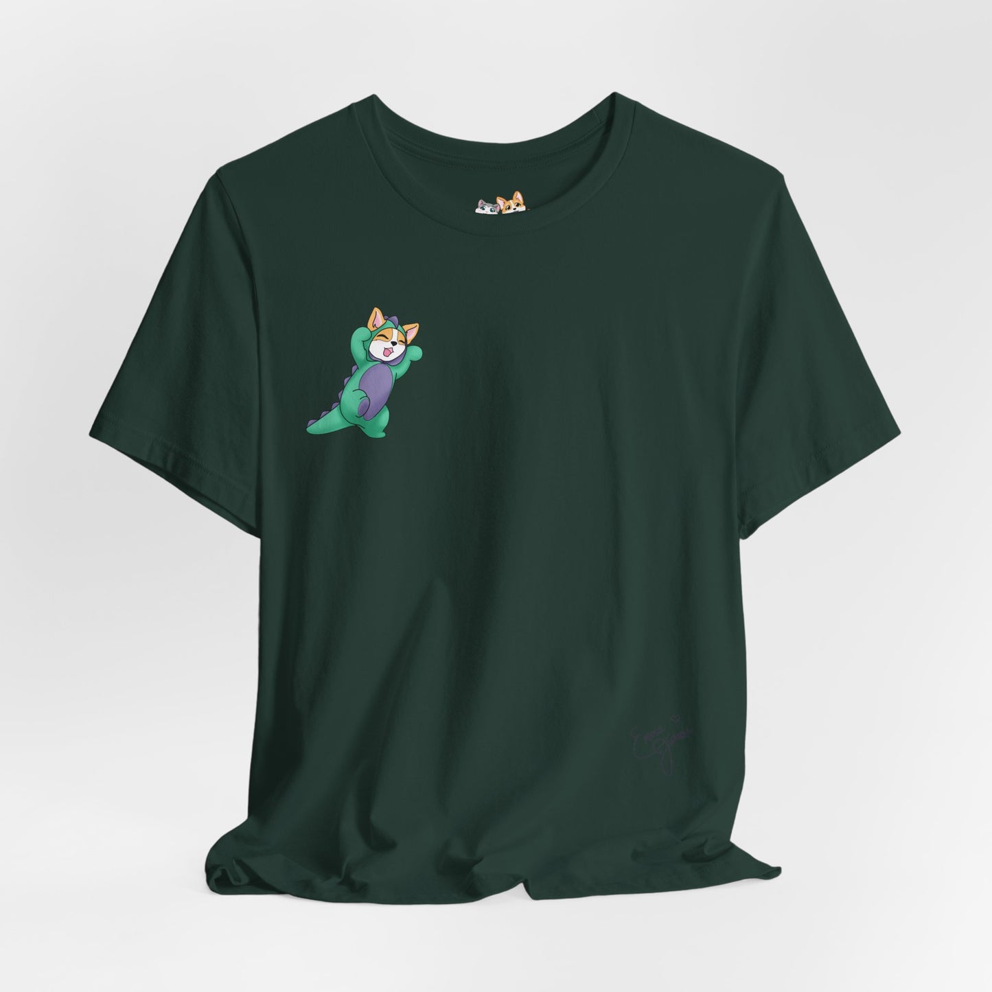 Kitty and Corgi — Corgi-zilla Dino Stomps — Super Soft Cotton Airlume Unisex T-Shirt