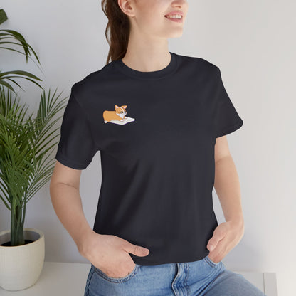 Corgi Reading a Book - Super Soft Cotton Airlume Unisex T-Shirt