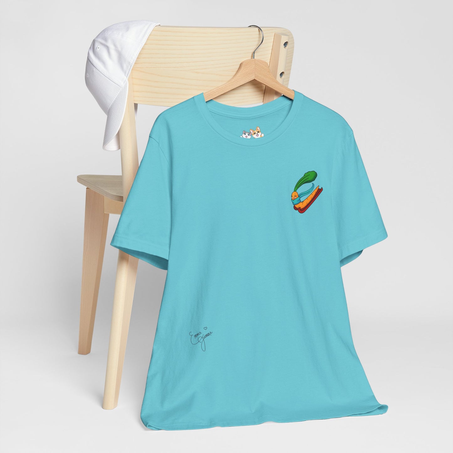 Kitty and Corgi - CarrotWorm Goes Sledding! — Super Soft Cotton Airlume Unisex T-Shirt